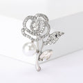 Alloy Rhinestone Rose Pearl Brooch Pin For Women's Clothing view 2