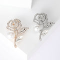 Alloy Rhinestone Rose Pearl Brooch Pin For Women's Clothing view 1