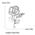 Alloy Rhinestone Rose Pearl Brooch Pin For Women's Clothing view 4
