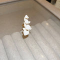 Gold Plated Copper Enamel Orchid Flower Clip-on Earrings, Elegant No-Piercing Luxury Ear Cuffs view 2