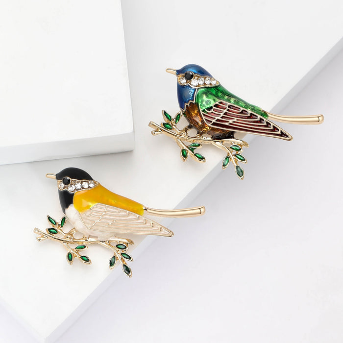 Alloy Enamel Bird Brooch Pin With Rhinestone Fashion Accent