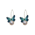 Faux Pearl Butterfly Pendant Drop Earrings Chic Elegant Luxury Ear Hook Jewelry view 5