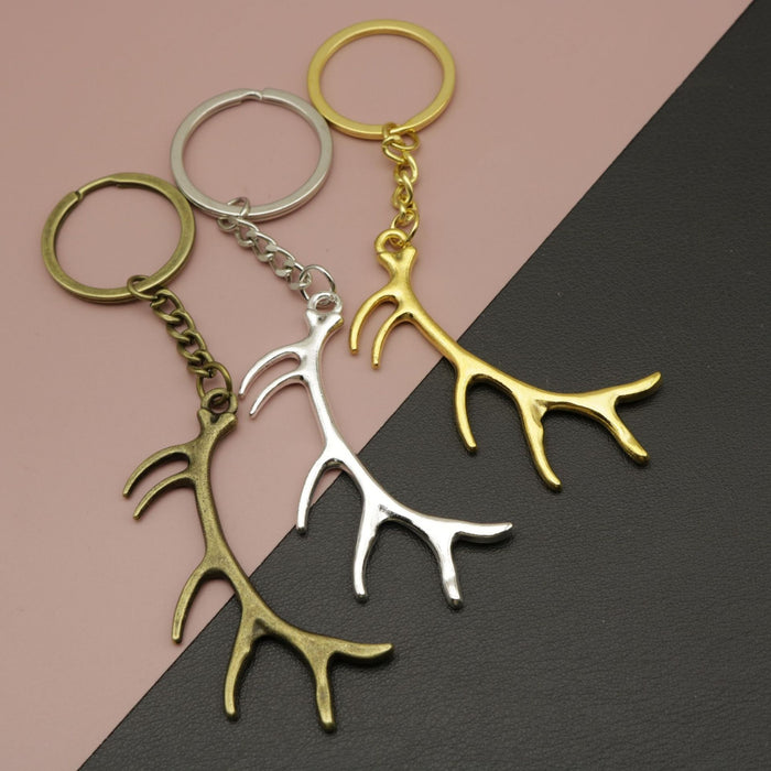 Metal Deer Antler Keychain Bag Charm