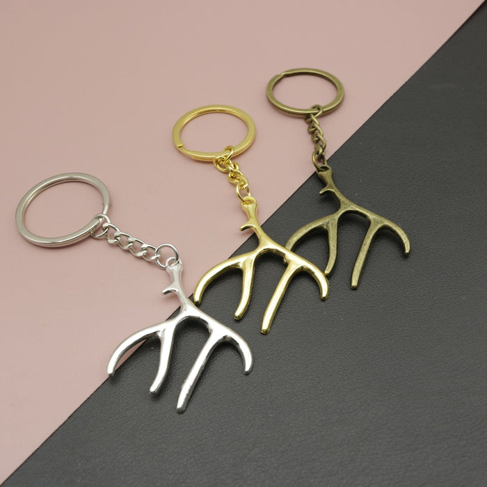 Zinc Alloy Minimalist Antler Keychain Bag Charm Gift