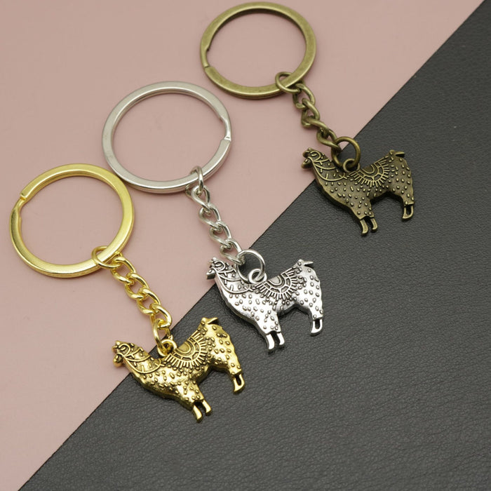 Zinc Alloy Simple Alpaca Keychain Bag Charm Key Ring