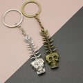 Metal Minimalist Skull Fish Bone Keychain Bag Charm view 1