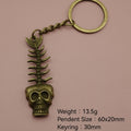 Metal Minimalist Skull Fish Bone Keychain Bag Charm view 2