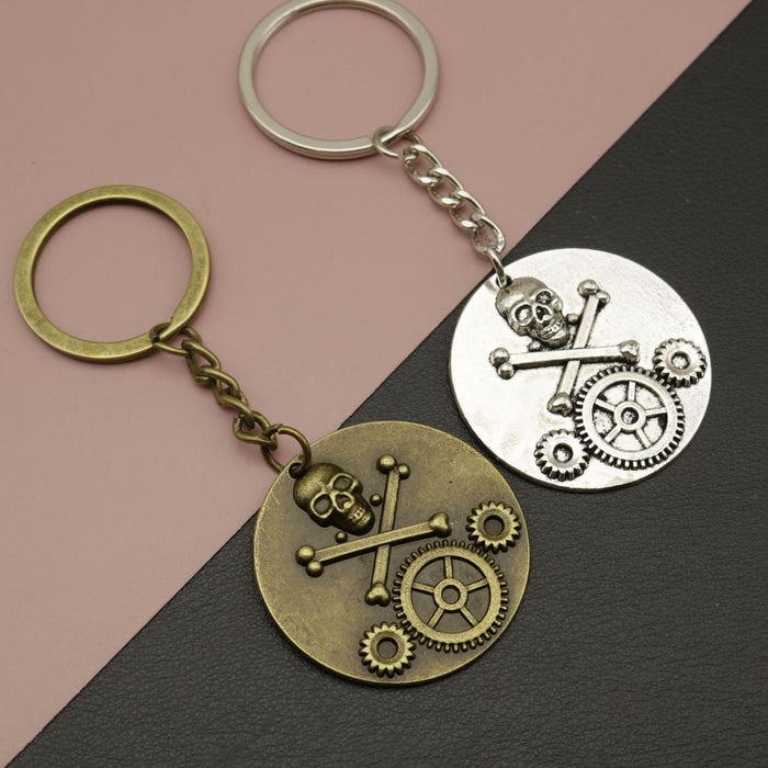 Zinc Alloy Skull Gear Keychain Bag Charm Gift