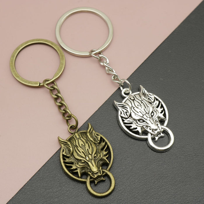 Zinc Alloy Minimalist Wolf Head Keychain Bag Charm Gift