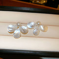 Elegant Faux Pearl Mother Of Pearl Flower Stud Earrings For Women Minimalist Office Jewelry view 2
