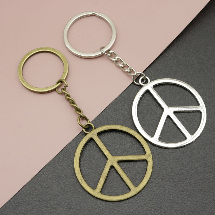 Metal Peace Symbol Keychain Bag Charm Gift