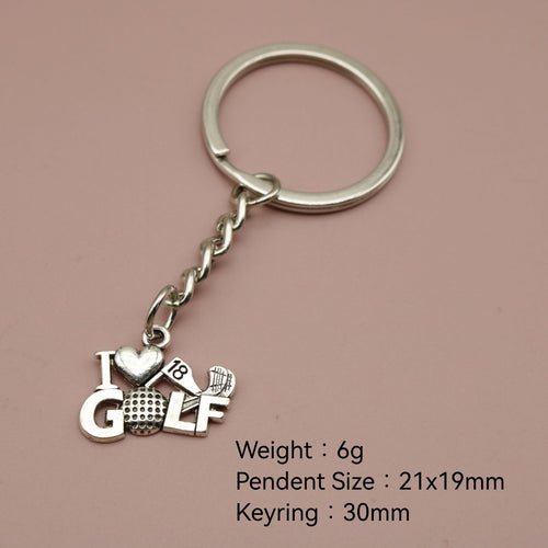 Metal I Love Golf Keychain Bag Charm Gift for Men