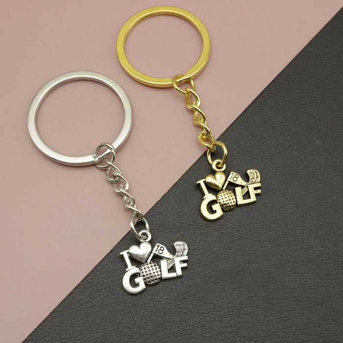 Metal I Love Golf Keychain Bag Charm Gift for Men