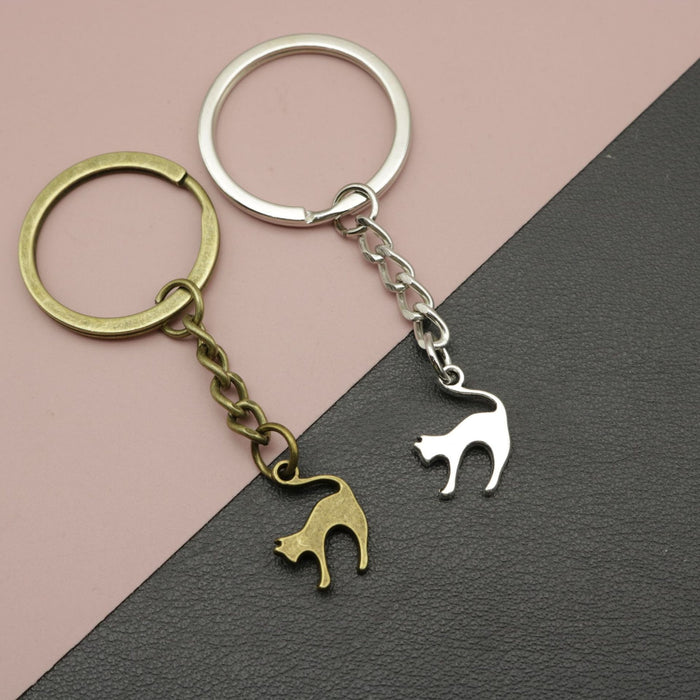 Metal Minimalist Cat Keychain Bag Charm Key Ring