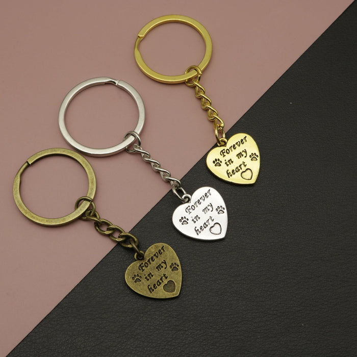 Metal Forever Heart Memorial Keychain Key Ring Gift