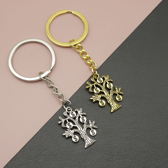 Metal Dollar Tree Keychain For Money Luck Gift