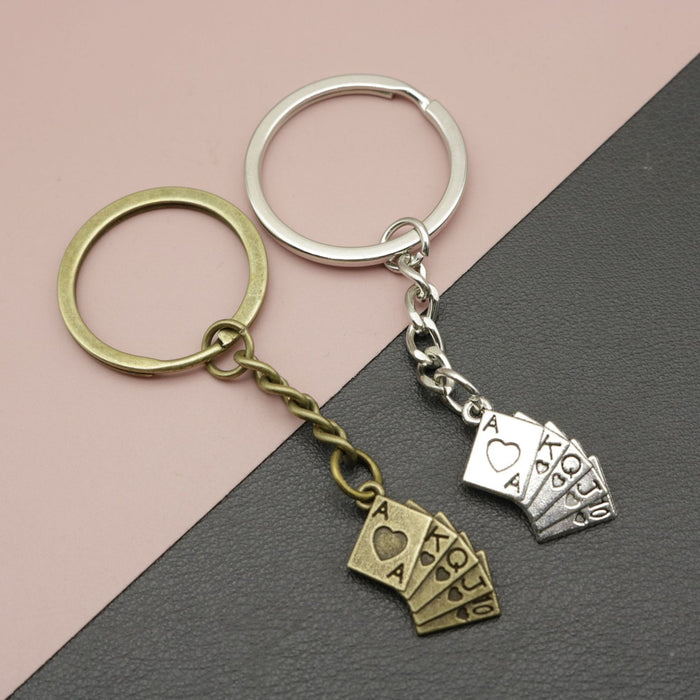Metal Playing Card Keychain For Bag Charm Gift