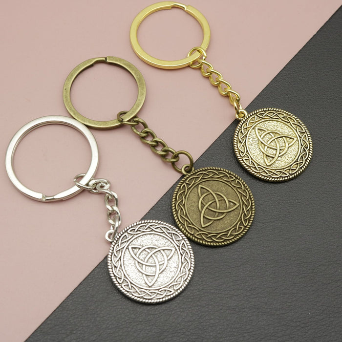 Zinc Alloy Triangle Round Disc Keychain Bag Charm Gift Accessory