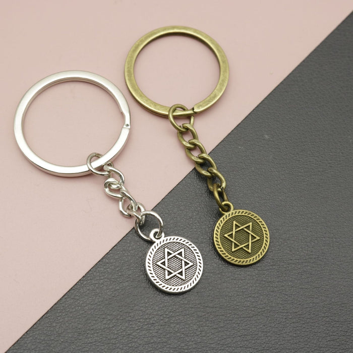 Metal Hexagram Star Keychain Bag Charm Gift