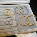 Minimalist Round Striped Iron Hoop Earrings For Women Geometric Statement European American Style view 1