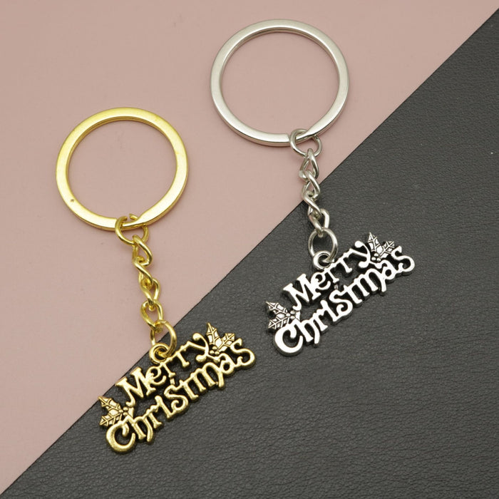 Metal Merry Christmas Letter Keychain Holiday Gift Key Ring
