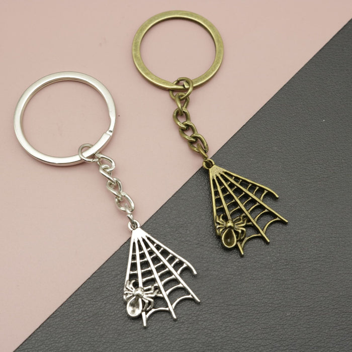 Metal Spider Web Keychain Halloween Bag Charm Gift