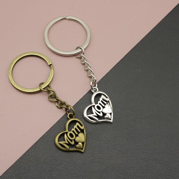 Zinc Alloy Mom Heart Keychain Family Gift Key Ring