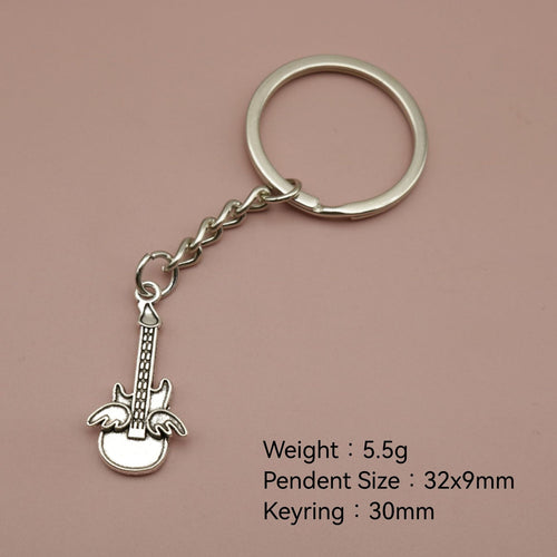 Zinc Alloy Guitar Keychain For Music Gift Bag Charm