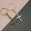 Zinc Alloy Nail Cross Keychain Religious Bag Charm Gift view 1