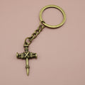 Zinc Alloy Nail Cross Keychain Religious Bag Charm Gift view 6