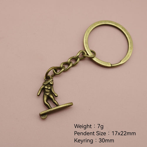 Metal Surfboard Music Keychain Bag Charm