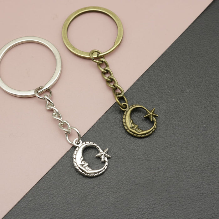 Zinc Alloy Star Moon Keychain For Bag Charm Gift