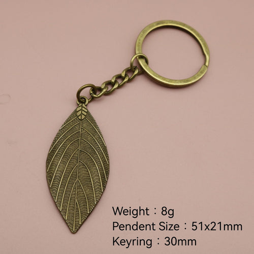 Metal Simple Leaf Keychain Nature Bag Charm Gift