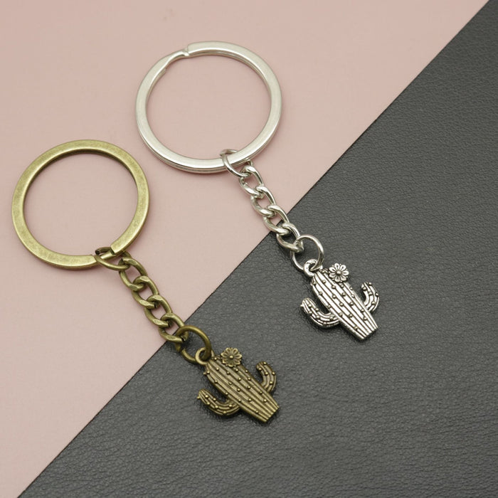Zinc Alloy Minimalist Cactus Keychain Bag Charm Gift