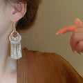 New Chinese Style Alloy Geometric Wind Chime Tassel Long Hook Drop Earrings Vintage Ethnic Jewelry view 3