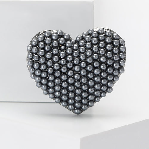 Metal Alloy Pearl Heart Brooch For Women's Fashion Apparel