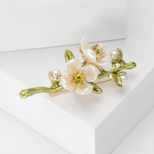 Alloy Plum Blossom Branch Brooch Pin For Women's Clothing Decoration