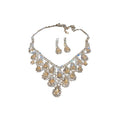 Copper Rhinestone Water Drop Tassel Necklace Jewelry Set Vintage Elegant Evening Style view 5
