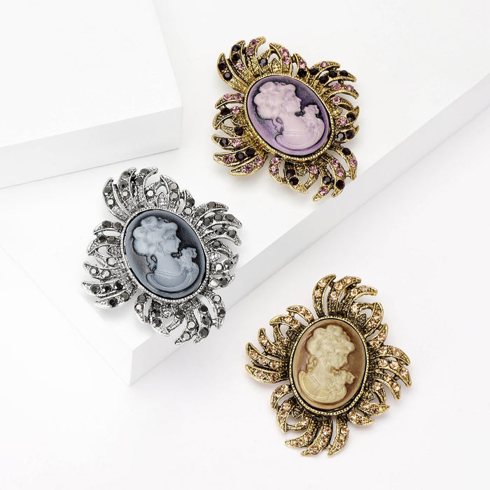 Alloy Rhinestone Queen Face Brooch For Elegant Women Apparel
