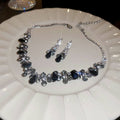 European Style Copper Rhinestone Teardrop Necklace Jewelry Set Delicate Fashion Choker view 2