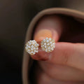 Vintage French Flower Heart Faux Pearl Stud Earrings With Silver Needle Elegant Women's Jewelry view 3