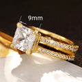 Double Layer Crown Ring, European Square Princess Jewelry, Sparkling Four Prong Fashion Finger Ring view 5