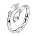 Creative Double Hands Hug Open Ring For Women, Adjustable Love Embrace Anniversary Jewelry view 1
