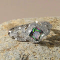 Colorful Rhombus Ring For Women, Light Luxury Sparkling European Style Fashion Jewelry view 2