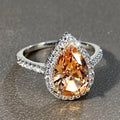 Minimalist Light Luxury Yellow Micro Pave Water Drop Ring, Niche Cool Style Fashion Jewelry view 2