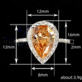 Minimalist Light Luxury Yellow Micro Pave Water Drop Ring, Niche Cool Style Fashion Jewelry view 5