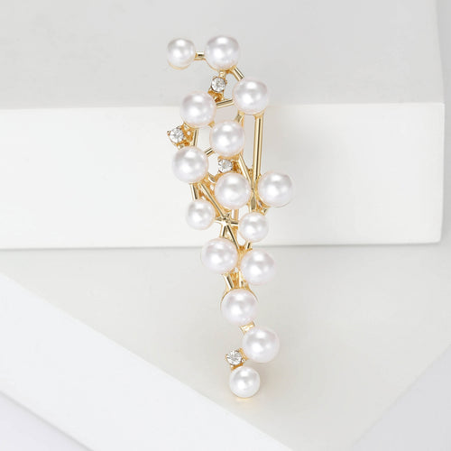 Alloy Pearl Brooch For Women Dress Suit Lapel Decoration