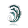 Alloy Enamel Wave Brooch Pin With Pearl For Womens Clothing view 5