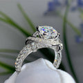 European Style Twisted Ring With Full Rhinestone Vintage Floral Tower Simulated Wedding Ring view 1