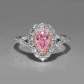Trendy Luxury Multi Layer Ring With Sparkling Pink Teardrop Stone And Double Wrap Design view 1